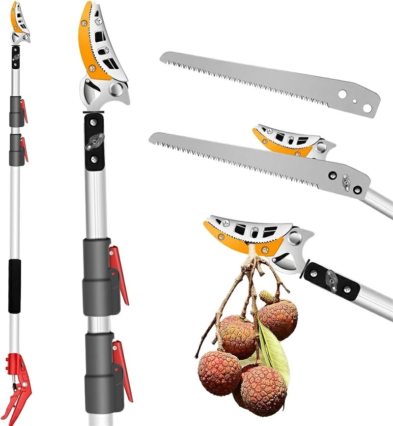 破格値高枝切鋏 枝切り 採果 高枝切り 二段式 140cm～300cm バサミ 歯車助力 剪定鋏 伸縮可能 3ｍ 高枝 ハサミ 剪定 太枝 鋸付き ノコ刃 軽量 切れ味 テフロン塗装 Sk5合金鋼 ア