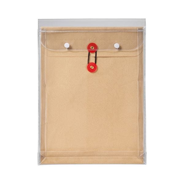 （まとめ） ピース マチヒモ付ビニール保存袋 レザック 角2 184g/m2 茶 業務用パック 912-30 1パック（3枚） 10セット