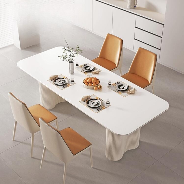 ダイニングテーブル 白 食卓テーブル かわいい 北欧 セラミック 広い 幅140cm 幅160cm 4人掛け 6人掛け 長方形 クリーム ダイニング 単品 リビング用 来客用