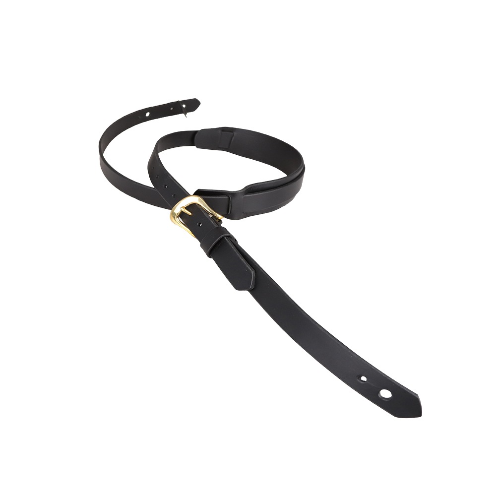 英国手工製ギターストラップ Slim Padded Black Brass Bob Dylan同様
