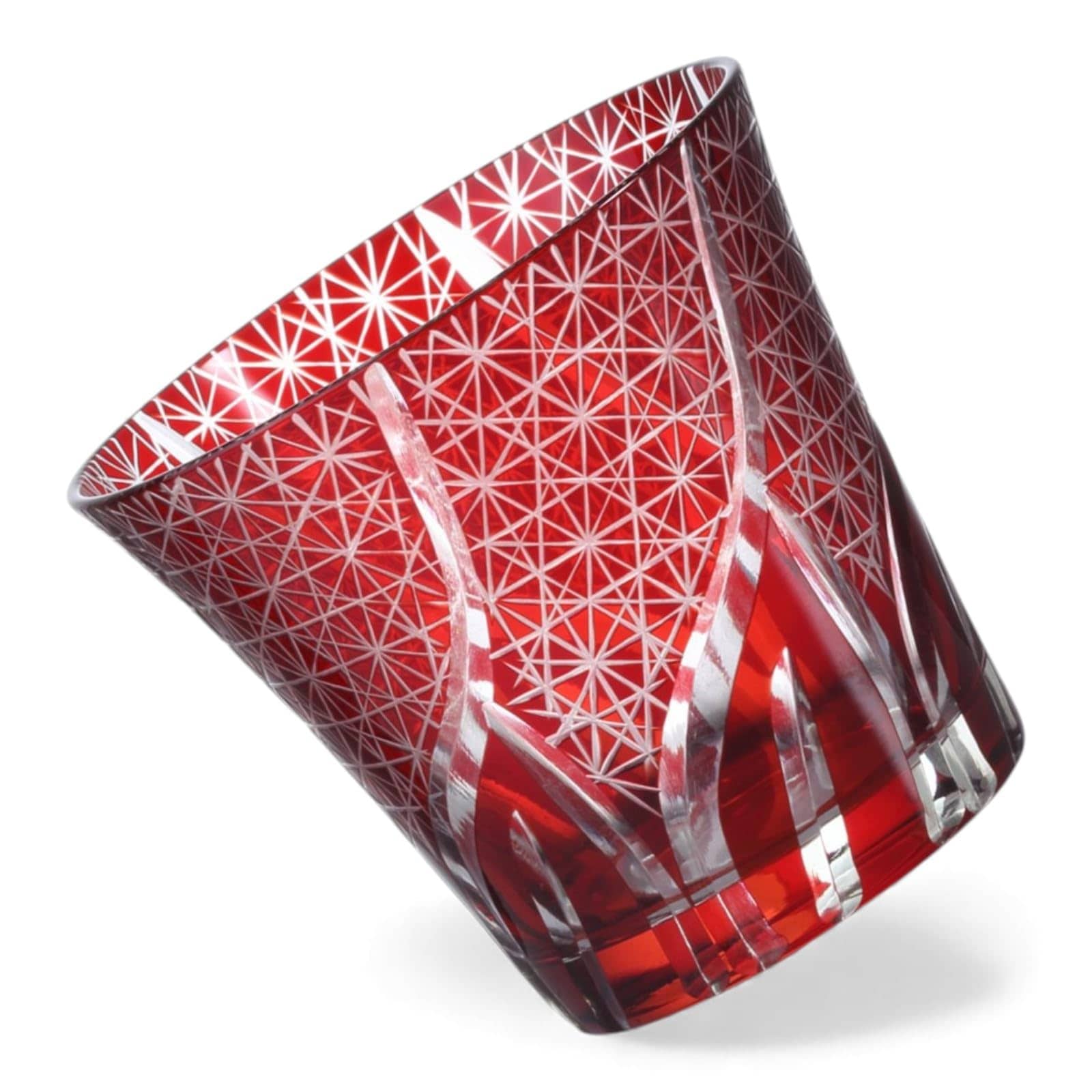 匠美風 ディナー ラグゼ 切子 グラス カップ Φ94xH85mm 240cc 乱彫小紋 レッド 煌雅 PNO.331725タンブラー