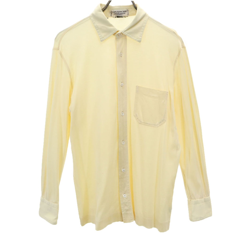 80s イタリア製 ヴィンテージ 長袖 シャツ 4 イエロー GENTLEMAN PARIS メンズ