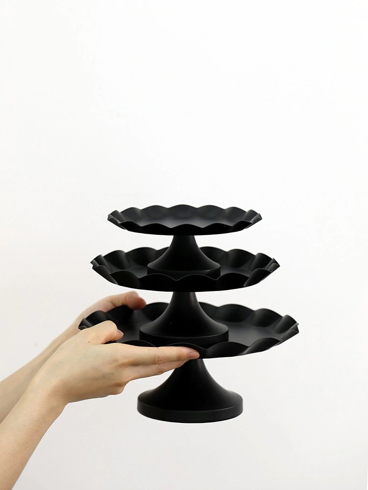 ブラック アイアン アート ケーキ スタンド ウェディング 小道具 シンプル スナック トレイ パーティー ティー ブレイク デザート スタンド ハイ ケーキ プレート