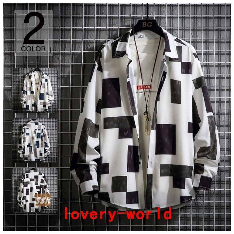 カジュアルシャツ秋服メンズゆったりビッグシルエットメンズシャツ長袖韓国ファッションメンズシャツ レディースファッション