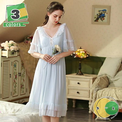 パジャマ ルームワンピース レディース 姫系 プリンセス ネグリジェ 刺繍レース花柄 クラッシック ロング丈 春夏秋 長袖 モダール 薄手 ルームウェア パジャマ レディース お姫様 姫系 ホワイト