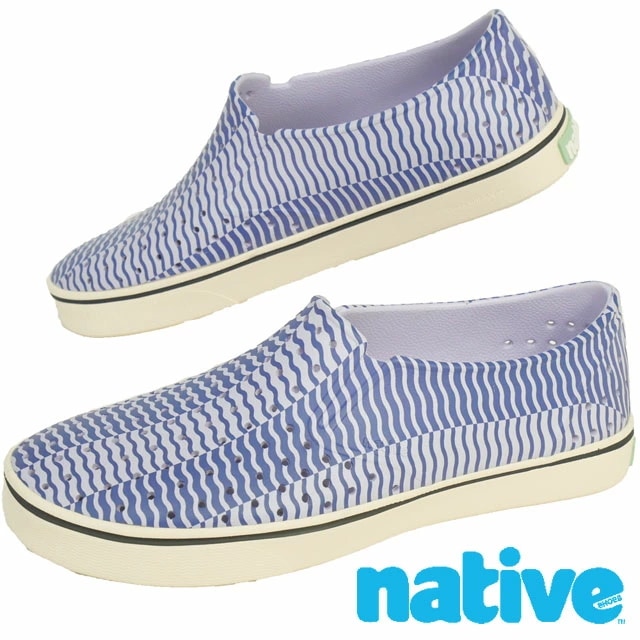 ネイティブ メンズ スリッポン マイルス ブルーム ワンダーフォーム プリント ラバーシューズ ローカット アウトドア カジュアルシューズ F0000221 5034 フューチャーパープル/ボーンホワ