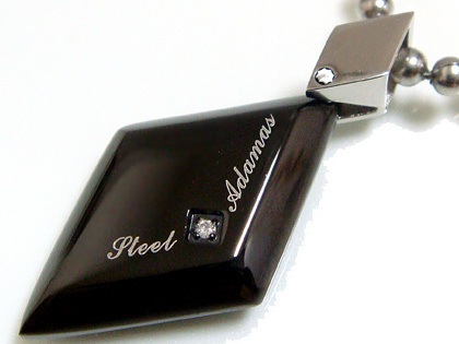 SteelAdamasアダマスステンレスダイヤモンドネックレス/ブラックステンレスアクセサリー/プレ