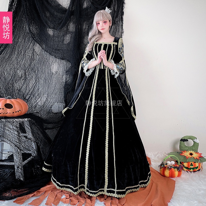 ハロウィン大人レトロ宮殿女王バックドレスショールケープコスプレ女性魔女ロングスカート外国貿易国境を越えた