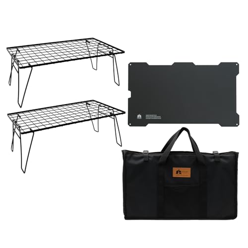 フィールドラック キャンピングラック アルミ天板セット 収納ケース付き マットブラック キャンプ収納 コンパクト アウトドアワゴン アウトドアテーブル 折りたたみ テーブル ローチェアアウトドア キャ