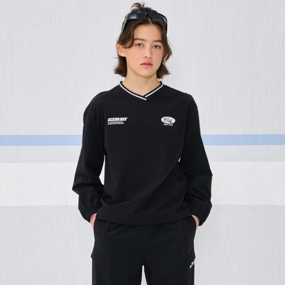 （オーシャンスカイ）男の子用ストレッチ Vネック Tシャツ-EAJB5103B03