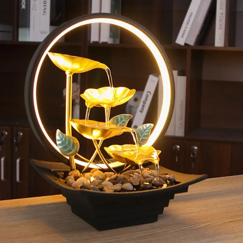 LEDライト インテリア卓上噴水 室内噴水 装飾品 リビングルーム 風水 家の装飾 デスクトップの噴水 茶室 装飾 卓上置物 家の装飾リビングルーム オフィスの装飾 プレゼント ホリデーギフト用