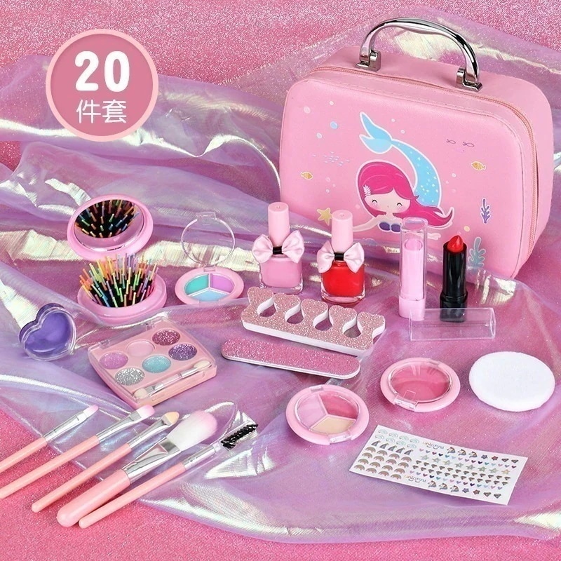 【20点セット】子供メイクセット おもちゃ 女の子 メイクセット コスメセット ままごと ドレッサー お化粧セット メイクボックス 子供用化粧品のおもちゃ なりきり ごっこ遊び プレゼント 子供メイク