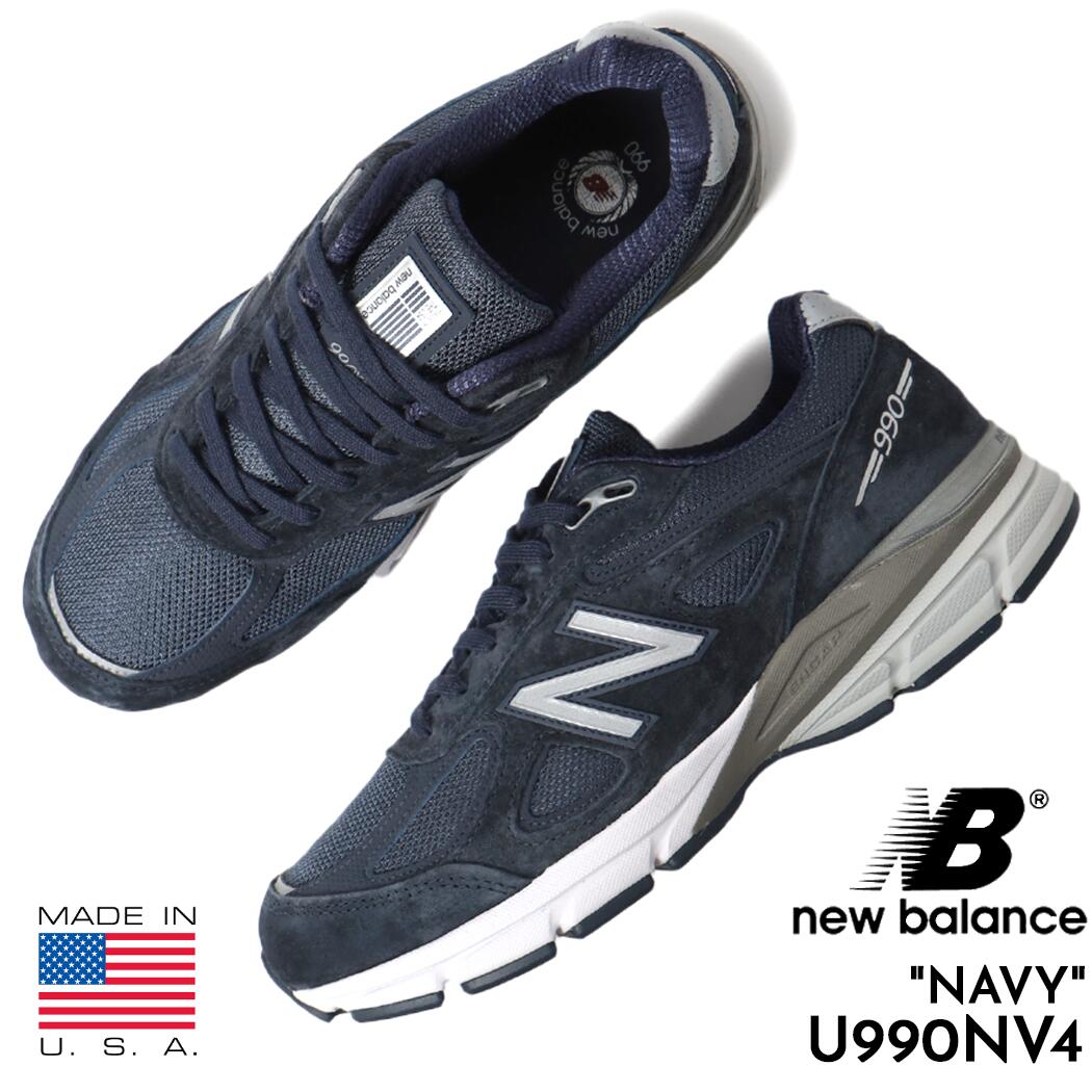 NEW BALANCE ニューバランス 990 V4 スニーカー made in USA U990NV4 NAVY ( 紺 ネイビー グレー 灰色 白 990 992 993 996 メンズ レディー
