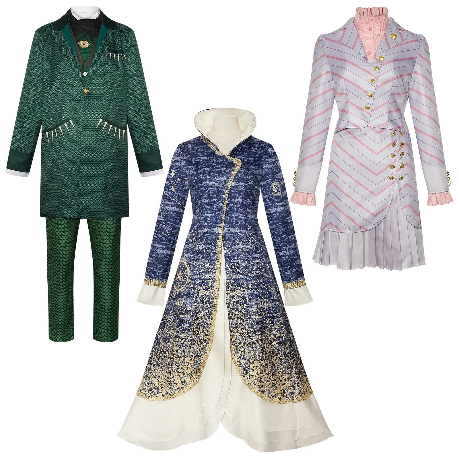 ハロウィーン魔法悪い魔女cos服グリンダピンクストライプセットコスプレ衣装