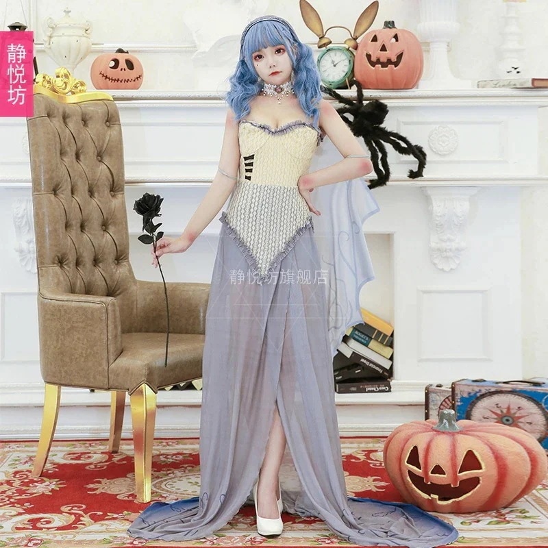 大人用コスチューム女性エミリーゾンビゴースト花嫁魔女女性ヴァンパイアステージパーティーロング