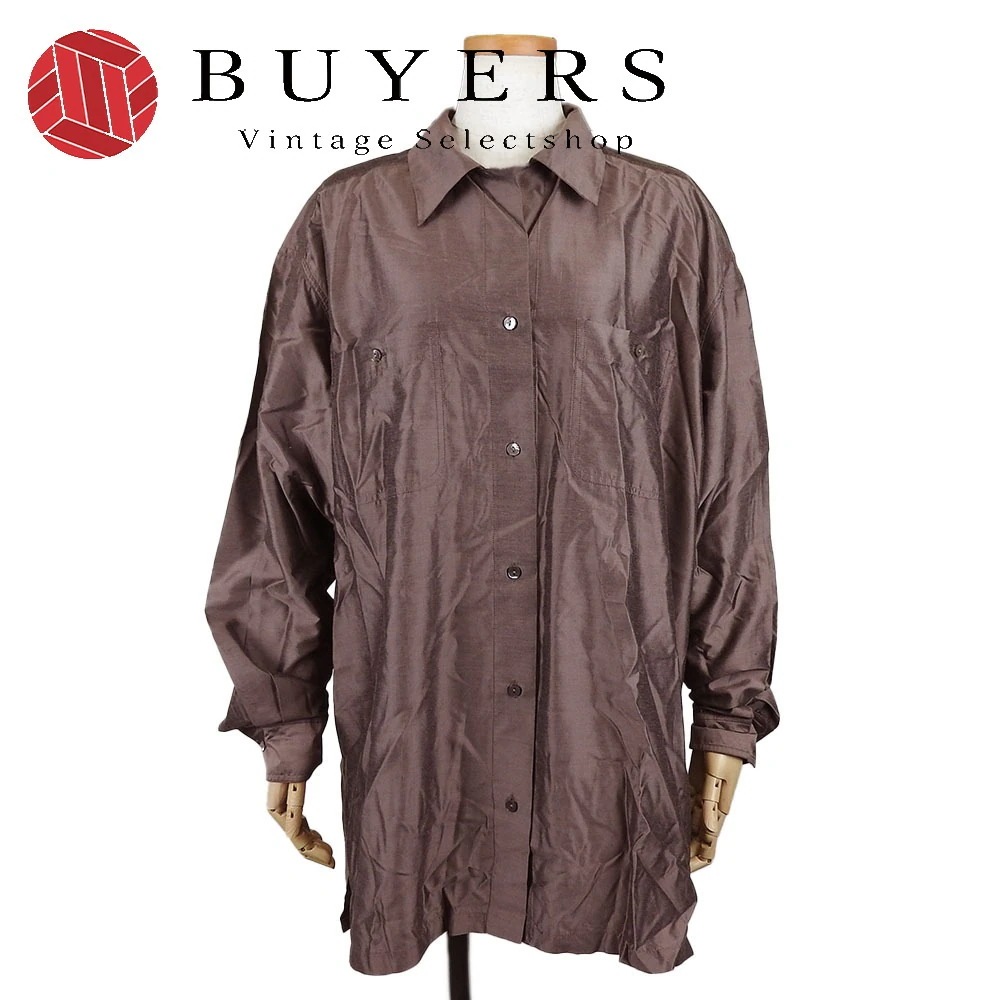 中古 長袖シャツ L レーヨン シルク ライトブラウン ウィークエンド WEEKEND レディース 女性