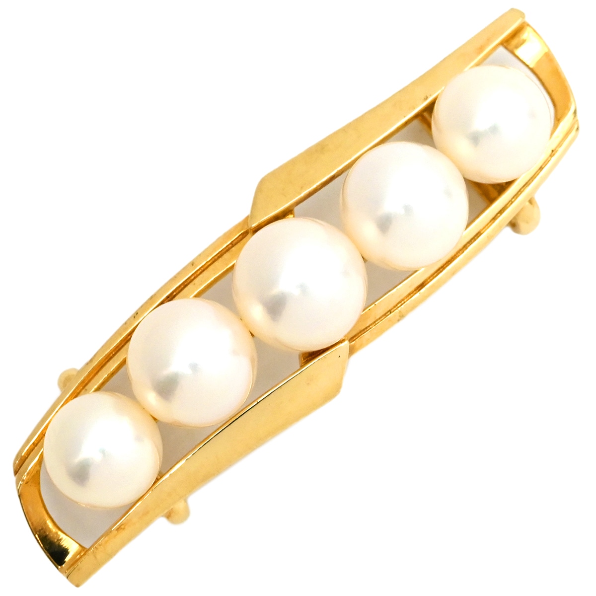 ミキモト アクセサリー パール 帯どめ パールホワイト MIKIMOTO 帯留め 5P 5粒 真珠 あこや 【中古】