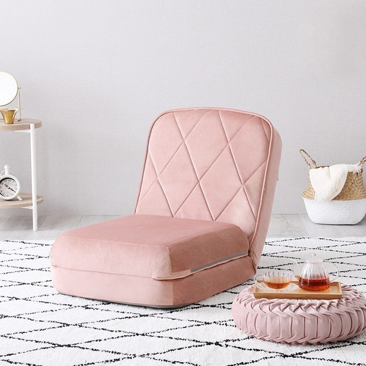 大人かわいい リクライニングソファベッド 一人掛け 【Chammy -チャミー-】