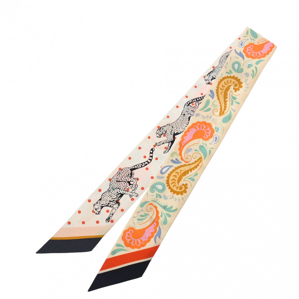 ツイリー GUEPARDS BANDANA アイボリー/ホワイト 064179S レディース シルク100％ スカーフ 未使用 銀蔵