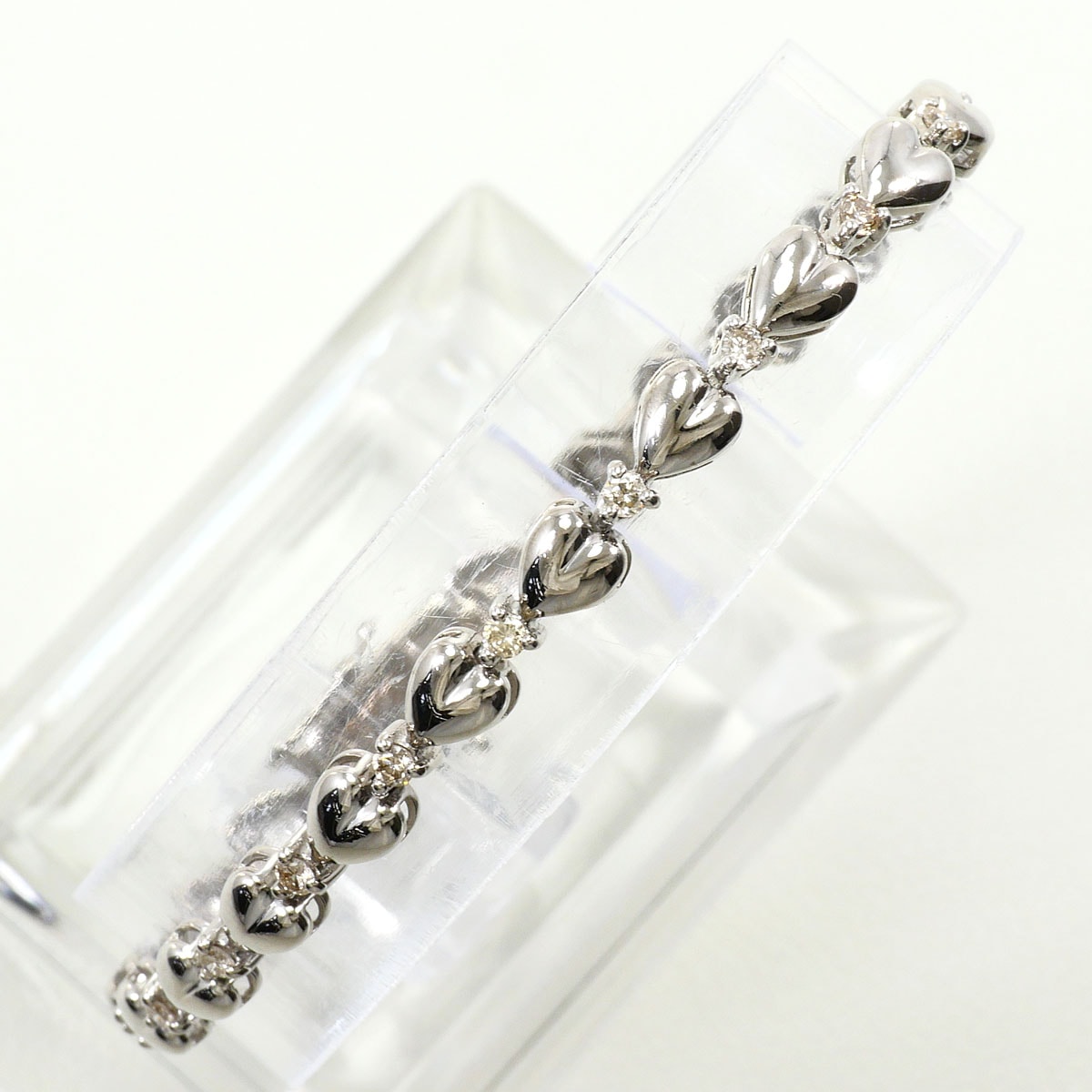 K18 18金 WG ホワイトゴールド ブレスレット ダイヤモンド 0.75 ct 鑑別書 総重量約10.2g 約16.5cm ジュエリー 中古