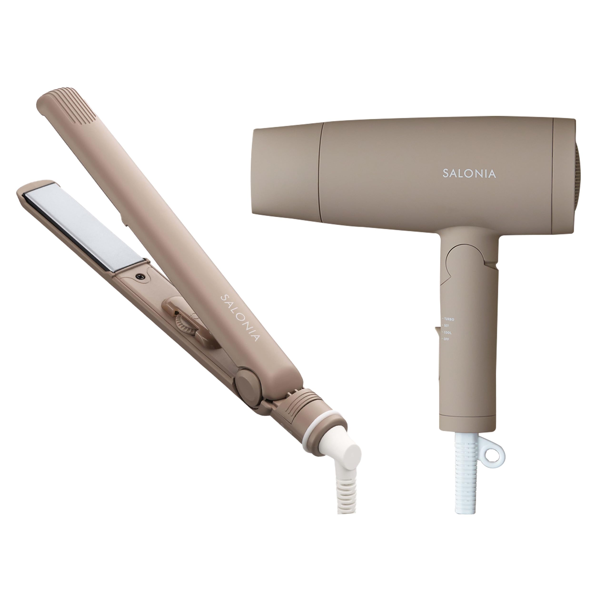 SALONIA サロニア スターターセット ドライヤー ヘアアイロン 24mm ベージュ