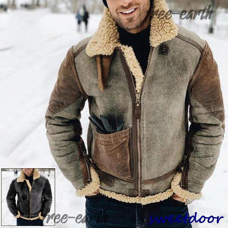 メンズ革ジャン ムートンコート レザー 裏起毛 ムートン メンズ バイク ライダース お兄系 4,847円