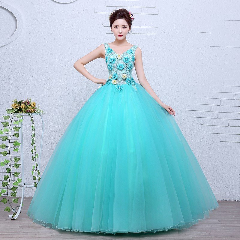 上品新作 カラードレス ロングドレス二次会 パーティードレス 花嫁 ウェディングドレス コンサート 披露宴 結婚式 演奏会ステージ衣装 ブルー