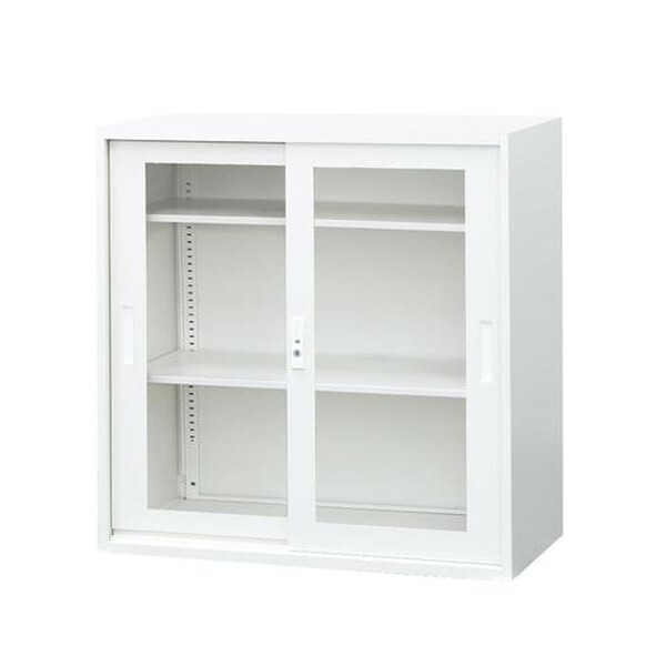 法人限定 Netforce EA-8840-3HA-W-WH ホワイト 引戸書庫 3段 アクリル扉 (幅880×奥行400mm) メーカー直送