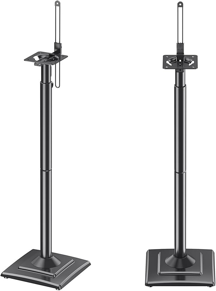 スピーカースタンド スピーカーマウント 耐荷重5kg 中小型スピーカー 高さ調整可能 ポール型 本棚スピーカー用 2本セット 日本語説明書付き(ブラック)