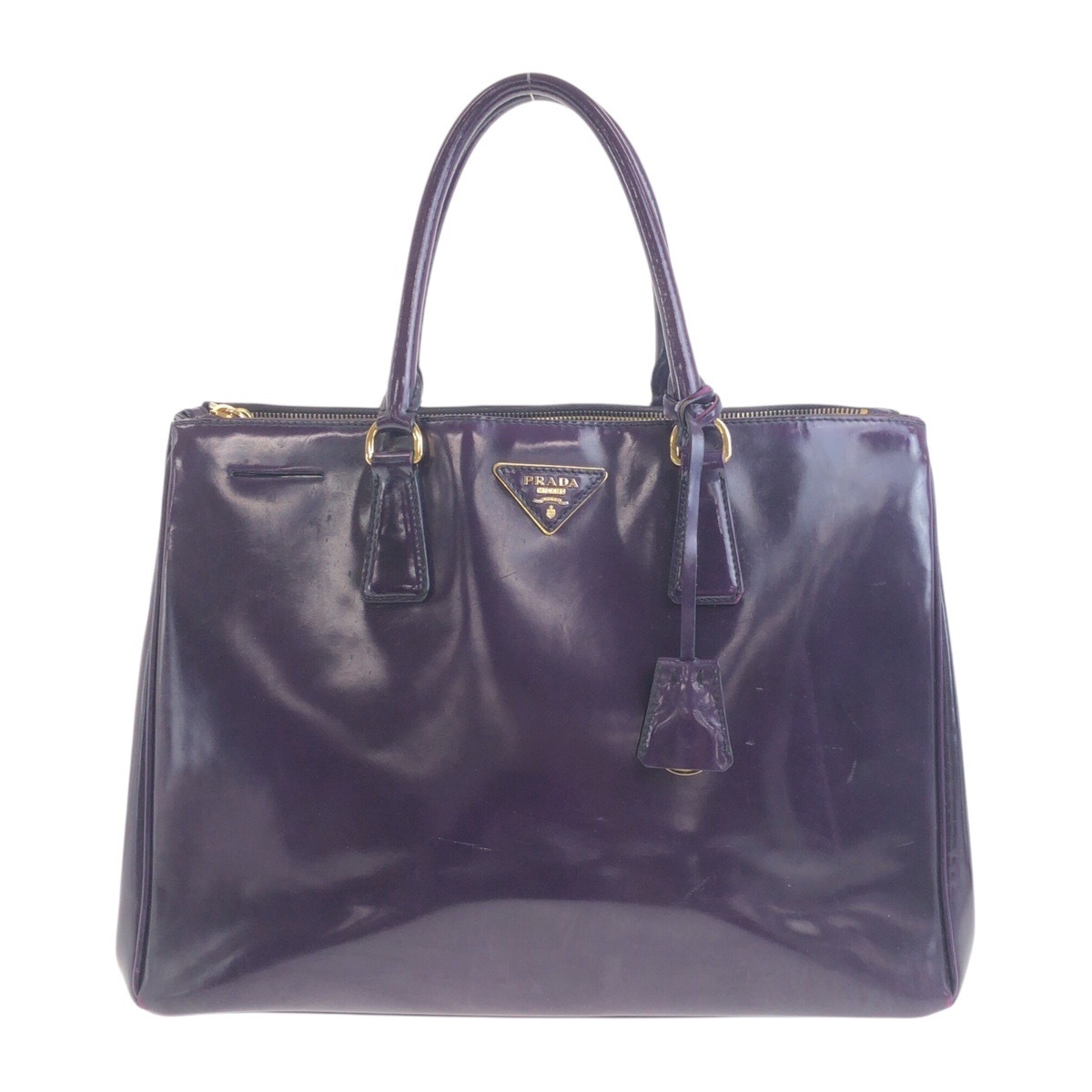 ガレリア 三角ロゴプレート パープル ゴールド金具 エナメル トートバッグ ハンドバッグ レディース 505049