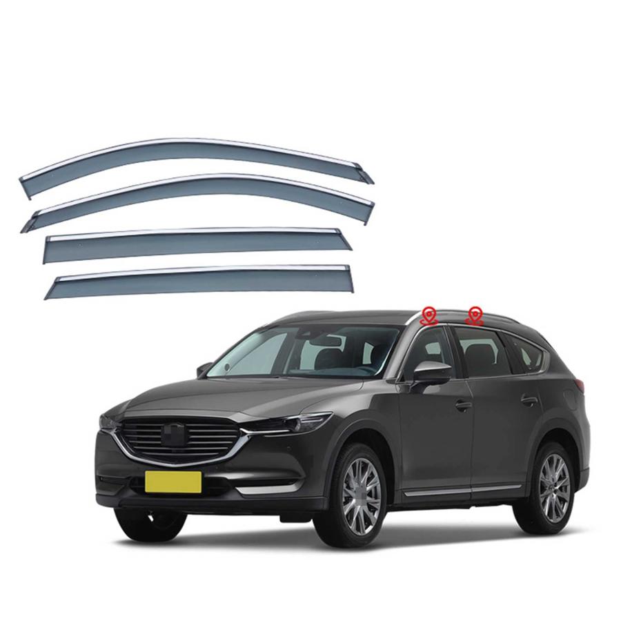 車用サイドバイザー マツダ CX-8 KG系 7人乗り 2019 専用 ドアバイザー サイドバイザー 車種専用設計 カーレインシールド トリムカバー 雨除け 換気 ドアバイザ