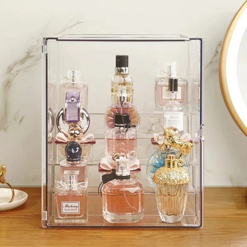 【急速出荷】香水収納ボックス展示ケーススキンケアボックス防塵透明大容量デスクトップ化粧品置物
