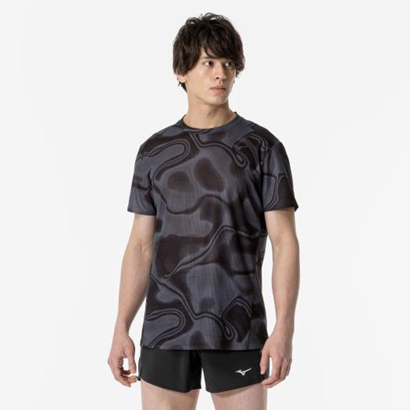 汗処理/通気 ドライエアロフロープレミアムTシャツ (オーロラ) メンズ ランニング ウエア ランニングシャツ (J2MAA501)