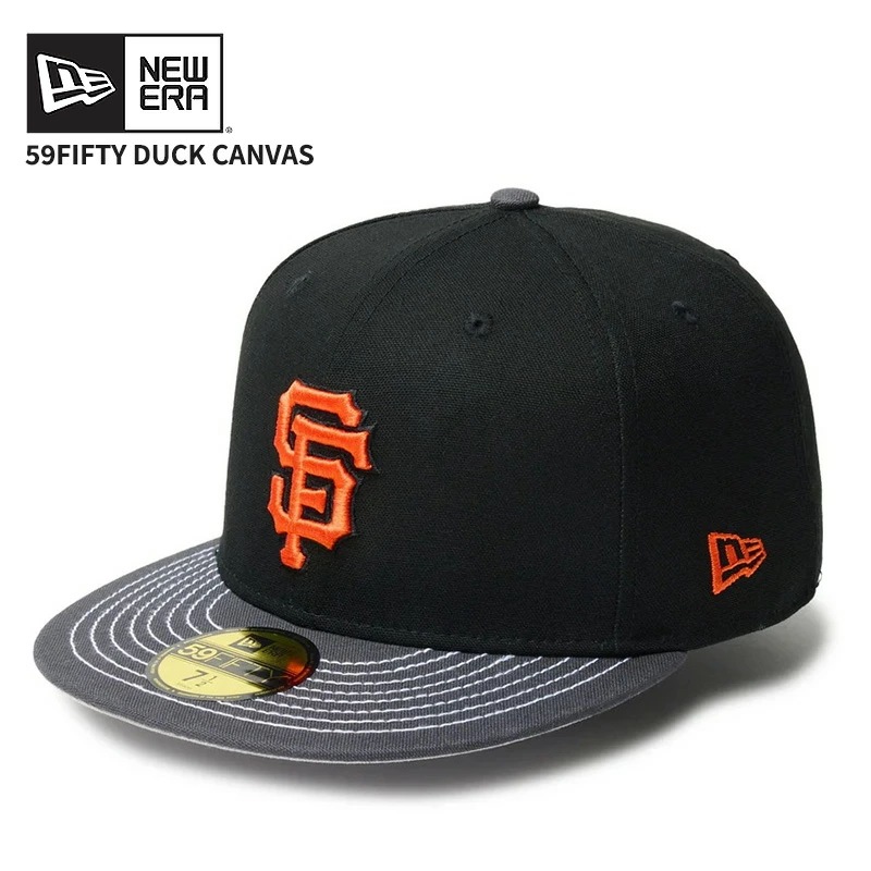 ニューエラ メンズ キャップ 帽子 レディース NEW ERA 59FIFTY Duck Canvas サンフランシスコ・ジャイアンツ ブラック グラファイトバイザー 14388859