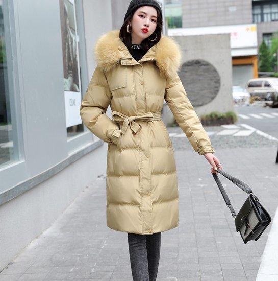 ダウンコート ボリュームファー フード付き フェイクファー エコファー ベルト付き ロングコート ダウンジャケット フーデットコート レディース かわいい きれいめ カジュアル 防寒 おしゃれ 秋冬