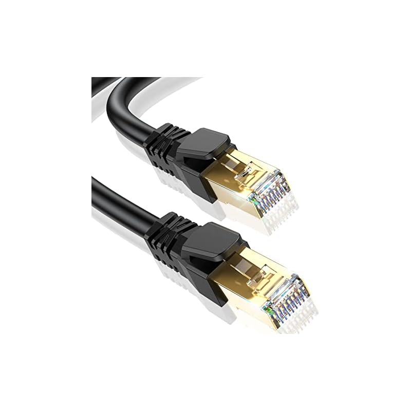 CAT8 LANケーブル カテゴリー8ケーブル 20M, 超高速40GBASE-T 2000MHz SFTP CAT8準拠 RJ45 26AWG 金メッキコネクタ 二重シールド ツメ折れ防止 モデム
