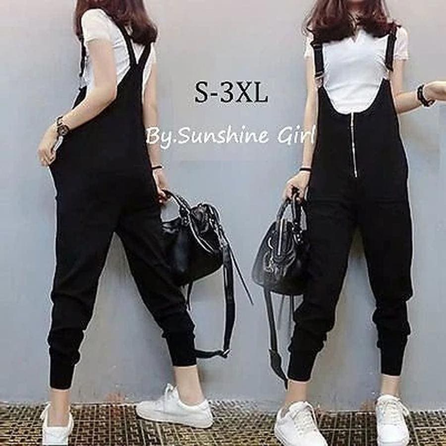 ワイドパンツ サロペット オールインワン ロングパンツ 無地 オーバーオール マタニティ Vネック 5,103円