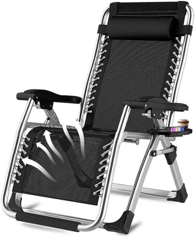 リクライニングチェア 折りたたみ 組立不要 耐荷重160kg 無段階 角度調 ゼログラビティーチェア 節カ 枕付き 寝心地 無重力 ップホルダー付 静音 折りたたみベッド通気性 車中泊 仮眠 お部屋