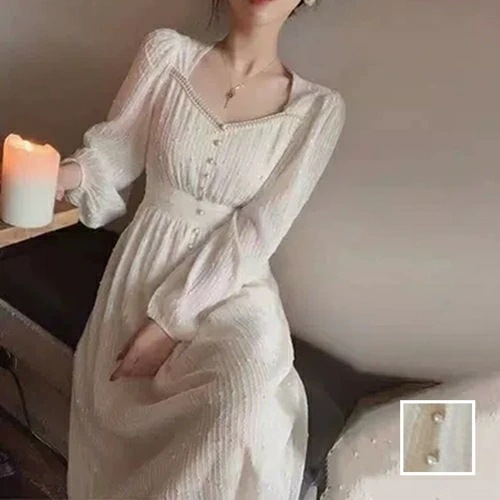 ワンピース カジュアル ロング マキシ丈ワンピ 韓国 ファッション レディース 秋 冬 カジュアル コーデ シンプル 定番 セレカジ 20代 30代 40代 2025 シアー ペンタゴンネック