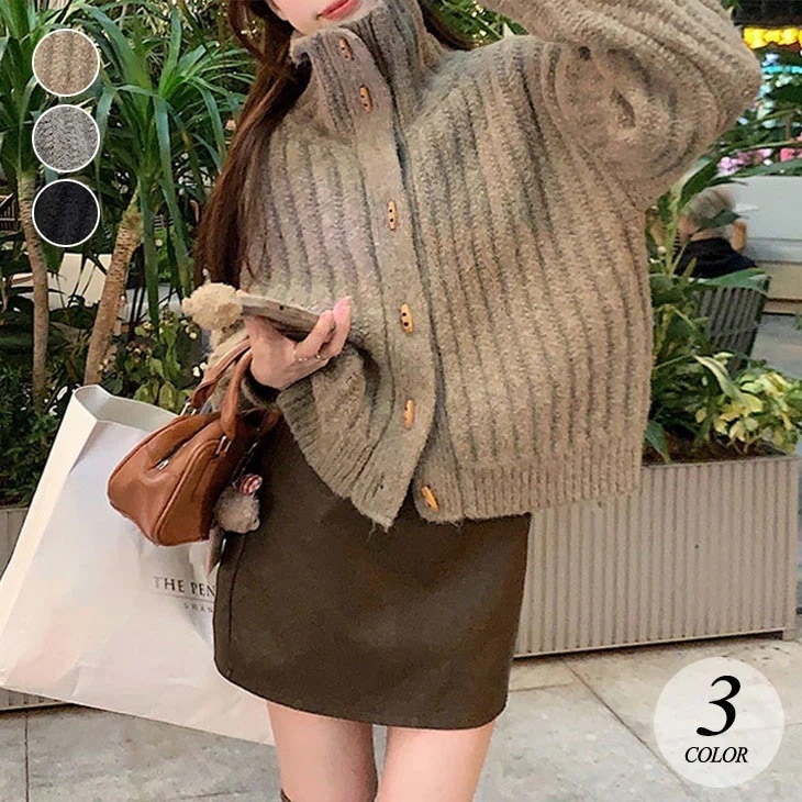 ニット コート カーディガン レディース 秋 冬 暖かい 防寒 フロントボタン セーターカーディガン トップス アウター ニットコート カジュアル 綿 コットン 可愛い 韓国ファッション