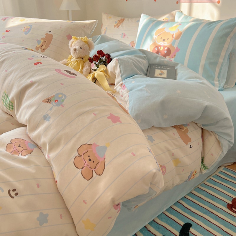 漫画純綿全綿ベッド上4点セット布団カバー児童布団セット寮学生シーツ人4共通