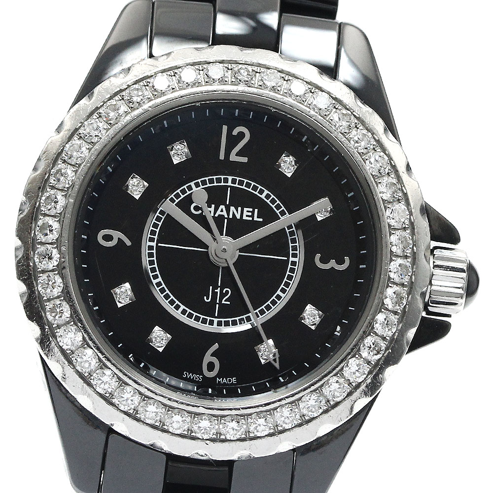 シャネル CHANEL H2571 J12 ダイヤベゼル 8P クォーツ レディース _888705【中古】