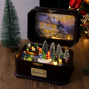クリスマスプレゼント music box オクターブ 北欧 発光 回転式 装飾品 クリスマスツリー サンタクロース プレゼント 贈り物 ご褒美 パーティー 誕生日 成人祝い 記念日