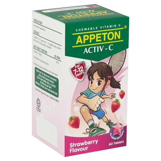 栄養調整食品 Appeton Activ-C Strawberry Flavour for 7-12 Years 60 Tablets