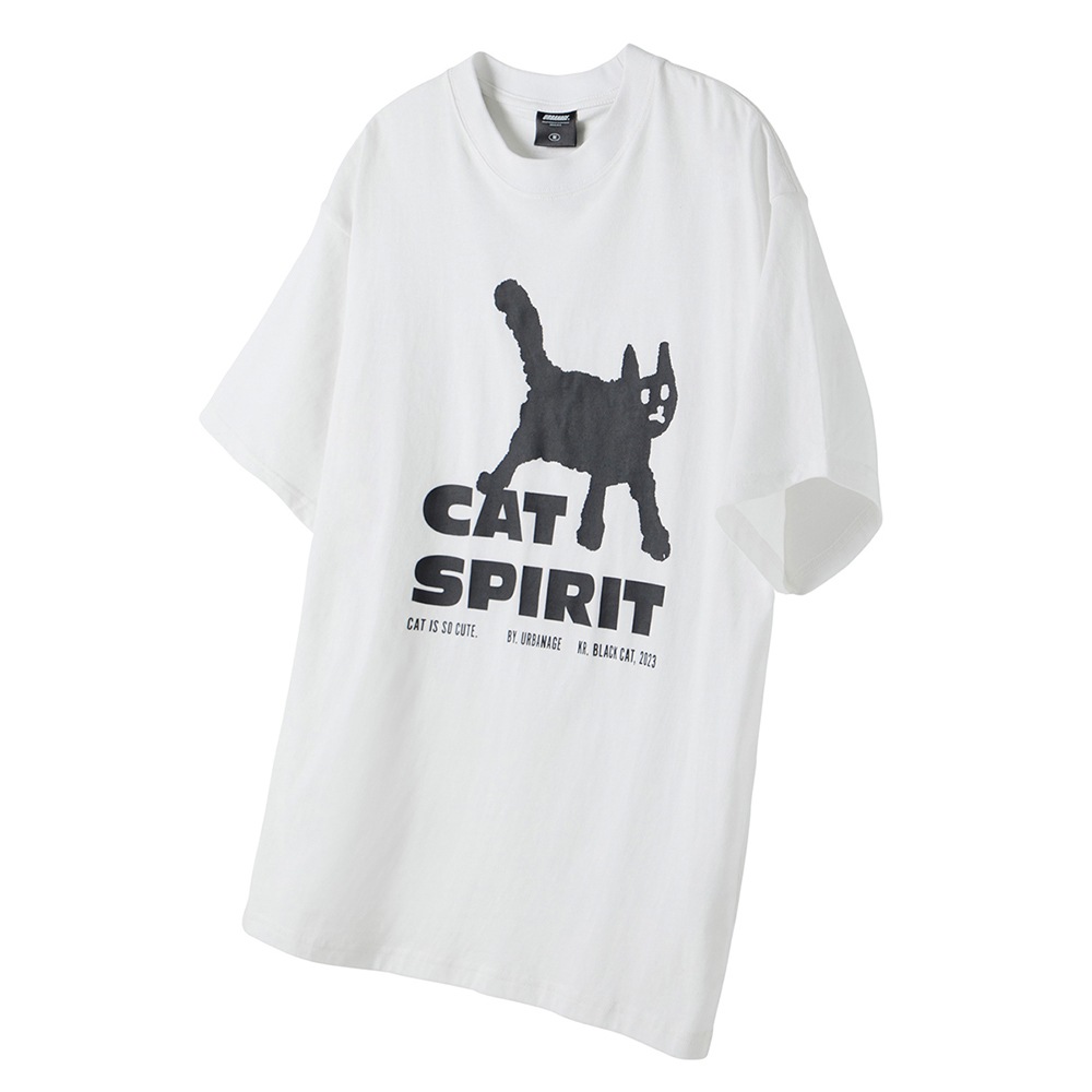 Cat Spirit Oversized Short-Sleeved_White