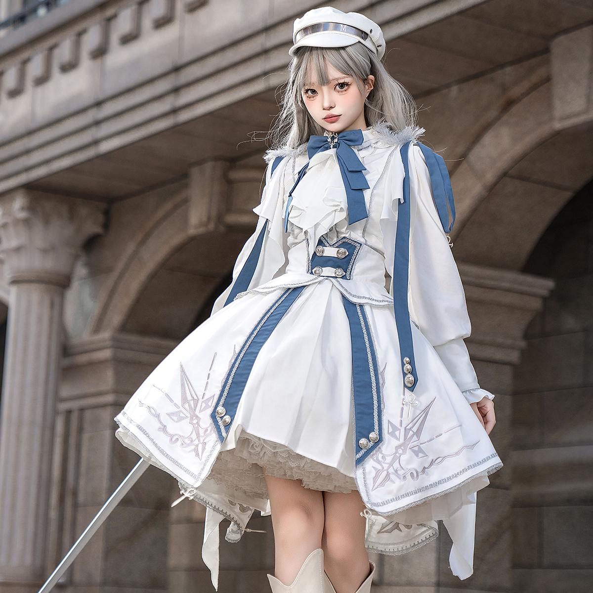 【フルセット】デザイン白夜騎士ロリータ王子系lolita上着ハーフスカート軍lo
