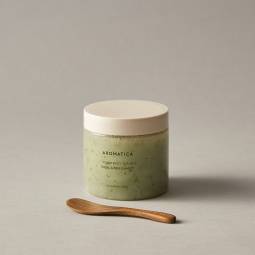 シュガーボディスクラブバジル&ベルガモット250G 塩ピーリング 角質除去 イングロウンヘア肘