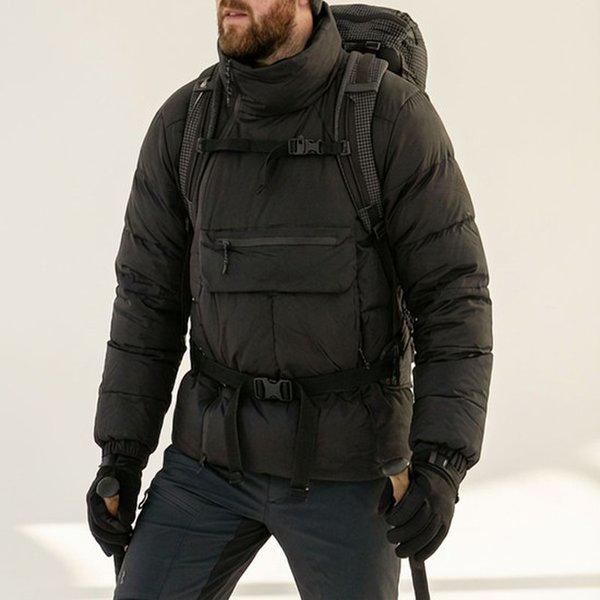 大きいサイズ キャンプ アウトドア 男性 厚手 斜めジッパー ショート パディング PT ポケット パディング