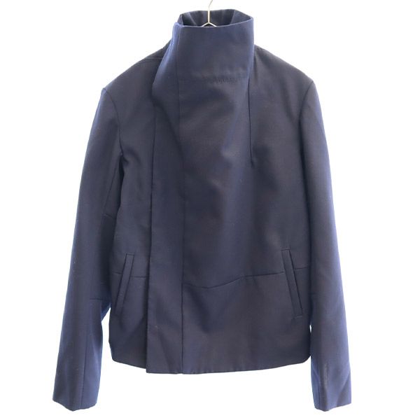ウールブレンド ワンポイント刺繍 スタンドカラー ジャケット XS ネイビー メンズ