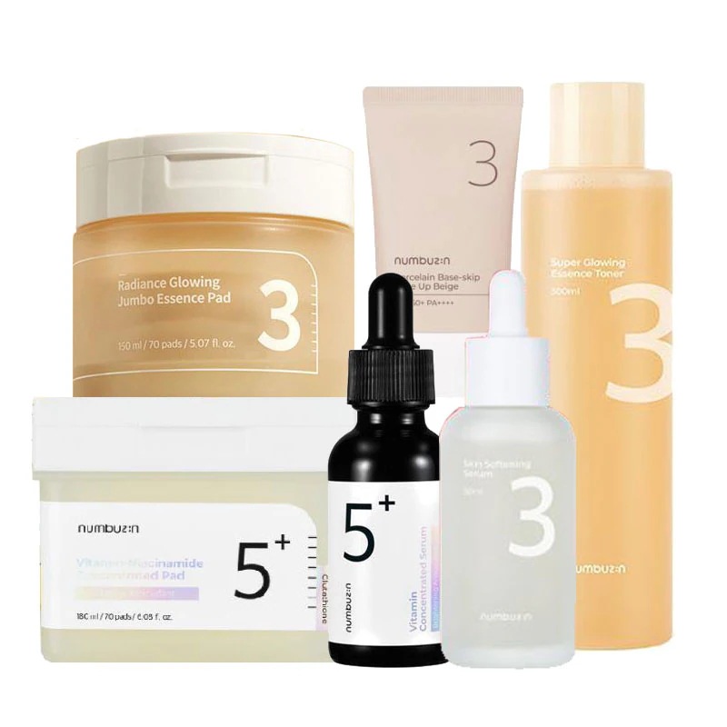 【詰め替え企画】3番 すべすべ ギョルセラム50ml+50ml/5番 白玉グルタチオンＣフィルムパッド 70枚 2個/5番 白玉グルタチオンＣ美容液 30ml 2個/【大容量】3番 うるツヤ発酵トナー